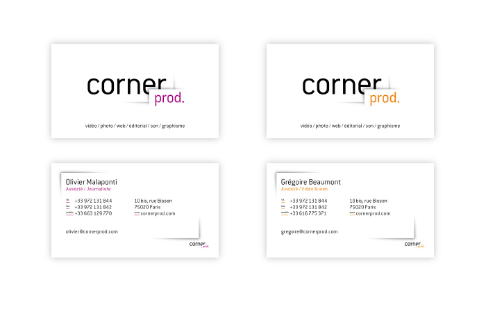 Cartes de visites Corner Prod.