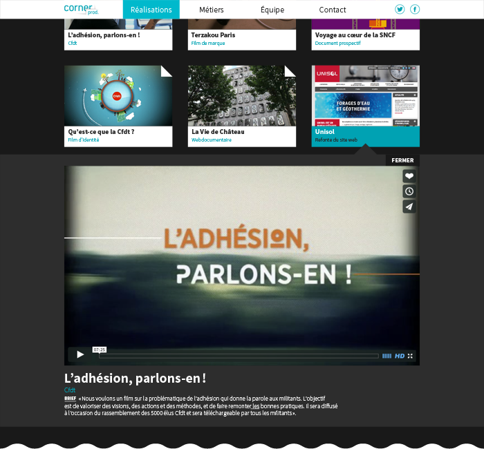 Site web de Corner Prod.