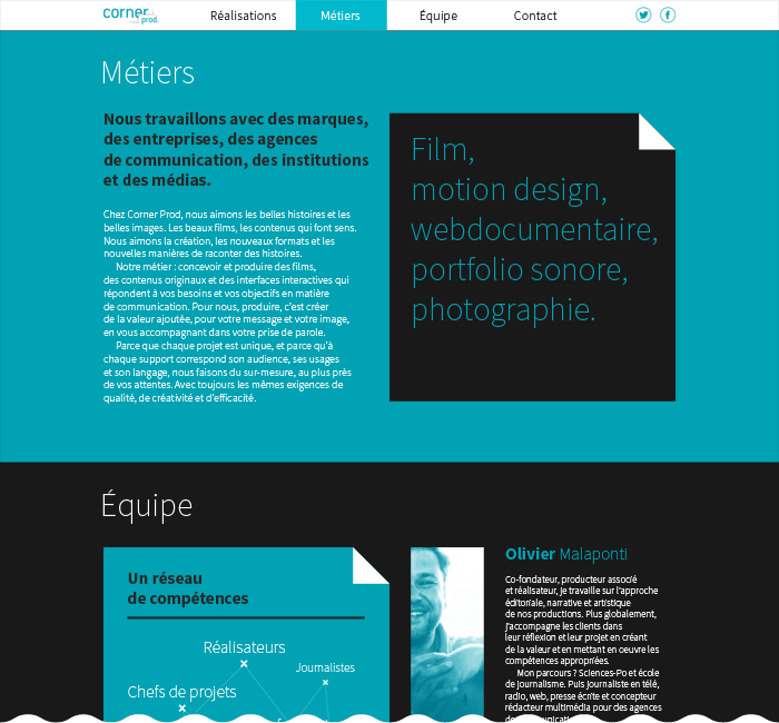 Site web de Corner Prod.