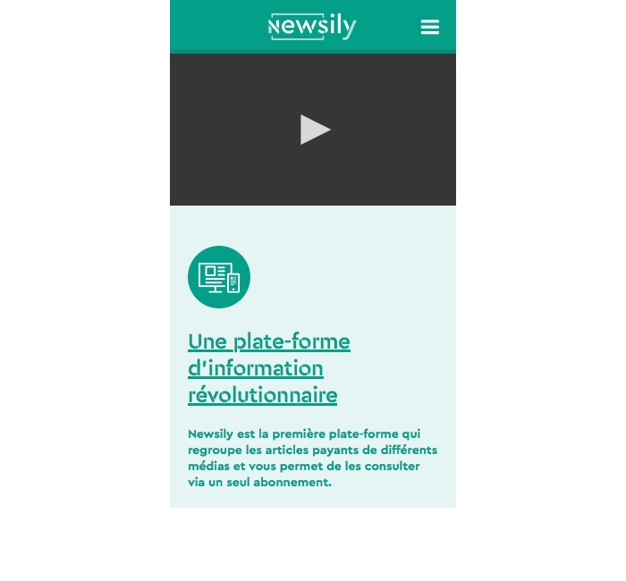 Site web mobile vitrine de Newsily