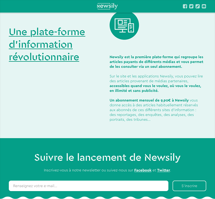 Site web vitrine de Newsily