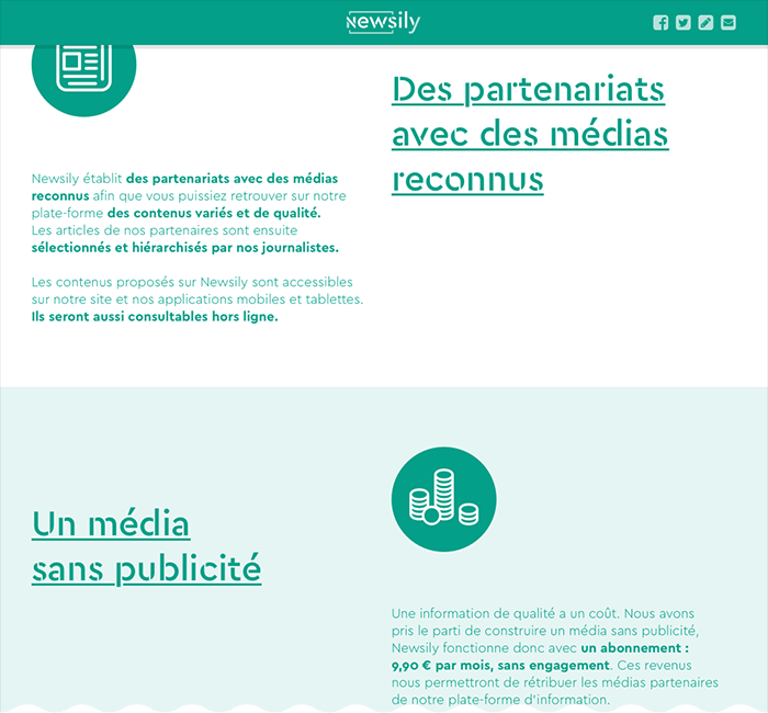 Site web vitrine de Newsily